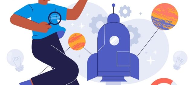 Hand drawn innovation concept with vr glasses